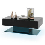 LED Coffee Table with Storage Drawers and Adjustable Lights