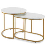 Modern Marble Look Nesting Coffee and Side Tables (Set of 2) 10 Modern Marble Look Nesting Coffee and Side Tables (Set of 2)