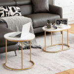 Modern Marble Look Nesting Coffee and Side Tables (Set of 2) 8 Modern Marble Look Nesting Coffee and Side Tables (Set of 2)