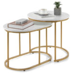 Modern Marble Look Nesting Coffee and Side Tables (Set of 2) 11 Modern Marble Look Nesting Coffee and Side Tables (Set of 2)