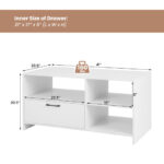 Modern White Media Console with Drawer and 3 Open Compartments