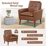 Brown PU Leather Accent Chair with Solid Wood Legs