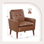 Brown PU Leather Accent Chair with Solid Wood Legs