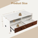 Modern White Coffee Table with Storage Shelf and Drawers