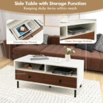 Modern White Coffee Table with Storage Shelf and Drawers
