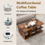Modern Coffee Table with L-Shaped Shelf and 3 Tiers