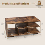Modern Coffee Table with L-Shaped Shelf and 3 Tiers