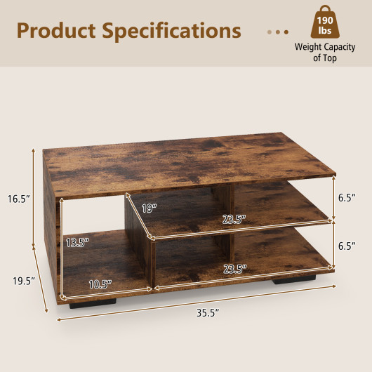 Modern Coffee Table with L-Shaped Shelf and 3 Tiers - Image 5
