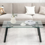 Modern Glass Coffee Table with Metal Frame for Living Room 14 Modern Glass Coffee Table with Metal Frame for Living Room