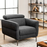 Adjustable Headrest Modern Upholstered Single Sofa with Metal Legs 11 Adjustable Headrest Modern Upholstered Single Sofa with Metal Legs