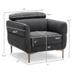 Adjustable Headrest Modern Upholstered Single Sofa with Metal Legs 10 Adjustable Headrest Modern Upholstered Single Sofa with Metal Legs