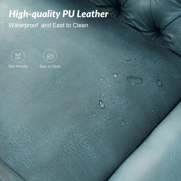 Moira Blue Faux Leather Tufted Modular Sectional Sofa 2
