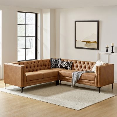 Moira Tufted Faux Leather Modular Sectional Sofa