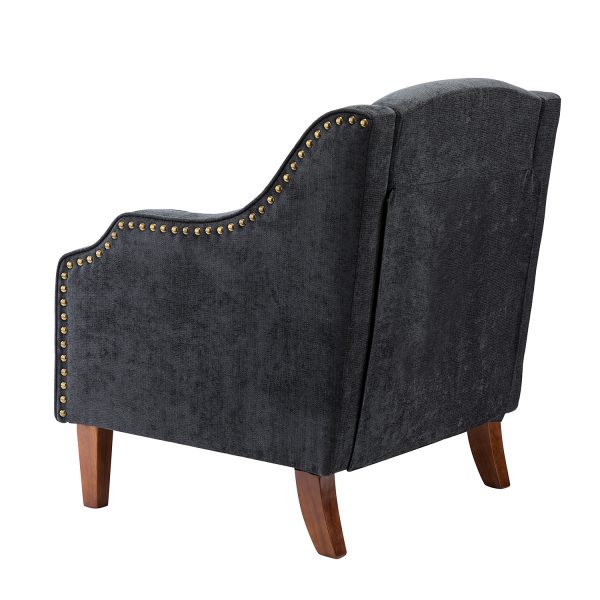 Moirai Charcoal Nailhead Trim Chenille Accent Armchair 2