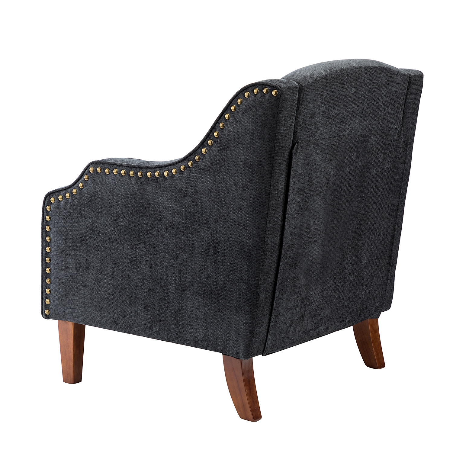 Moirai Charcoal Nailhead Trim Chenille Accent Armchair 3 Moirai Charcoal Nailhead Trim Chenille Accent Armchair - Image 3
