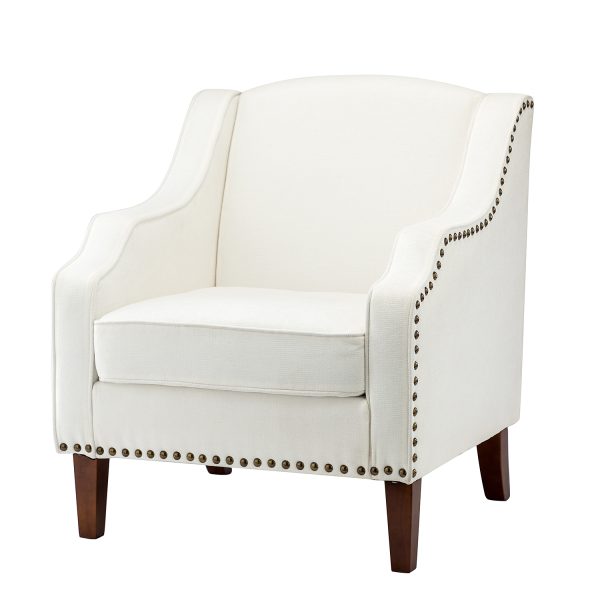Moirai Ivory Chenille Nailhead Trim Accent Armchair 1