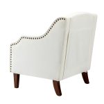 Moirai Ivory Chenille Nailhead Trim Accent Armchair