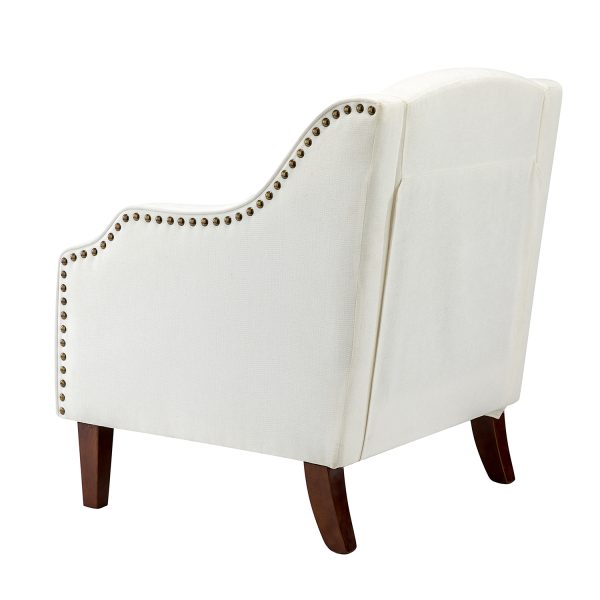 Moirai Ivory Chenille Nailhead Trim Accent Armchair 2