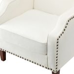 Moirai Ivory Chenille Nailhead Trim Accent Armchair