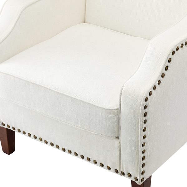 Moirai Ivory Chenille Nailhead Trim Accent Armchair 4