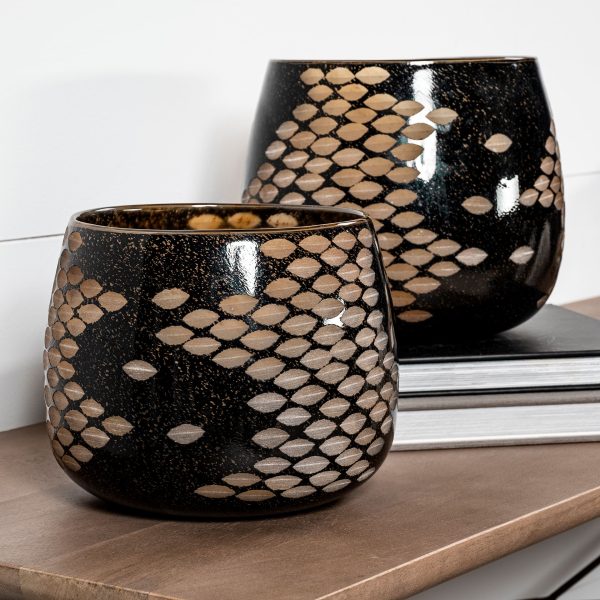 Mojave Large Black and Gold Detail Glass Vase 2