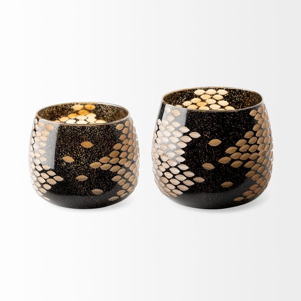 Mojave Large Black and Gold Detail Glass Vase 3