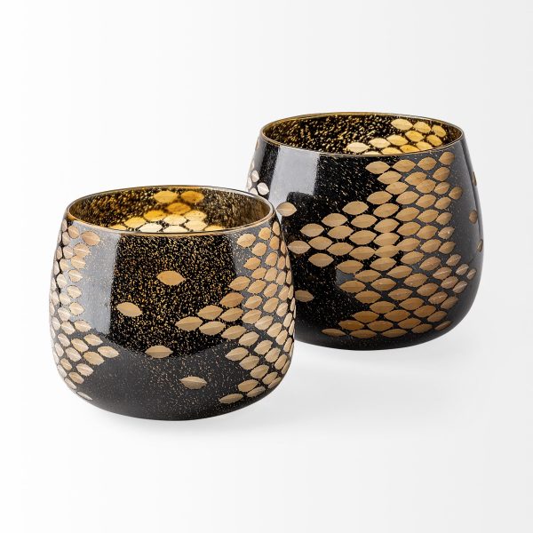 Mojave Large Black and Gold Detail Glass Vase 4