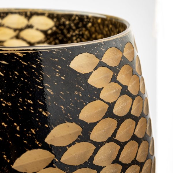 Mojave Large Black and Gold Detail Glass Vase 6