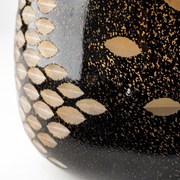 Mojave Large Black and Gold Detail Glass Vase 8