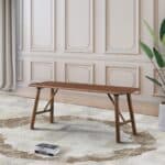 Walnut Solid Wood Bench with Mid-Century Modern Design