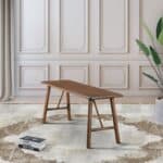 Walnut Solid Wood Bench with Mid-Century Modern Design