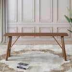 Walnut Solid Wood Bench with Mid-Century Modern Design