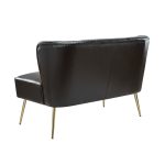 Monica Black Faux Leather Tufted Metal Leg Loveseat