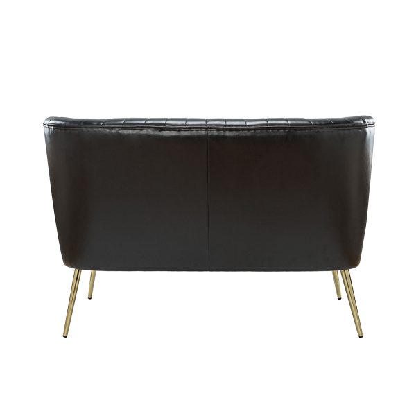 Monica Black Faux Leather Tufted Metal Leg Loveseat 3