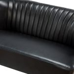 Monica Black Faux Leather Tufted Metal Leg Loveseat