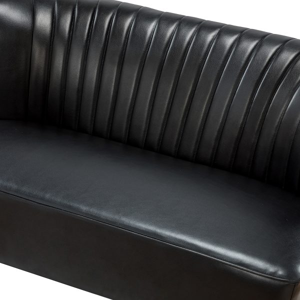 Monica Black Faux Leather Tufted Metal Leg Loveseat 4