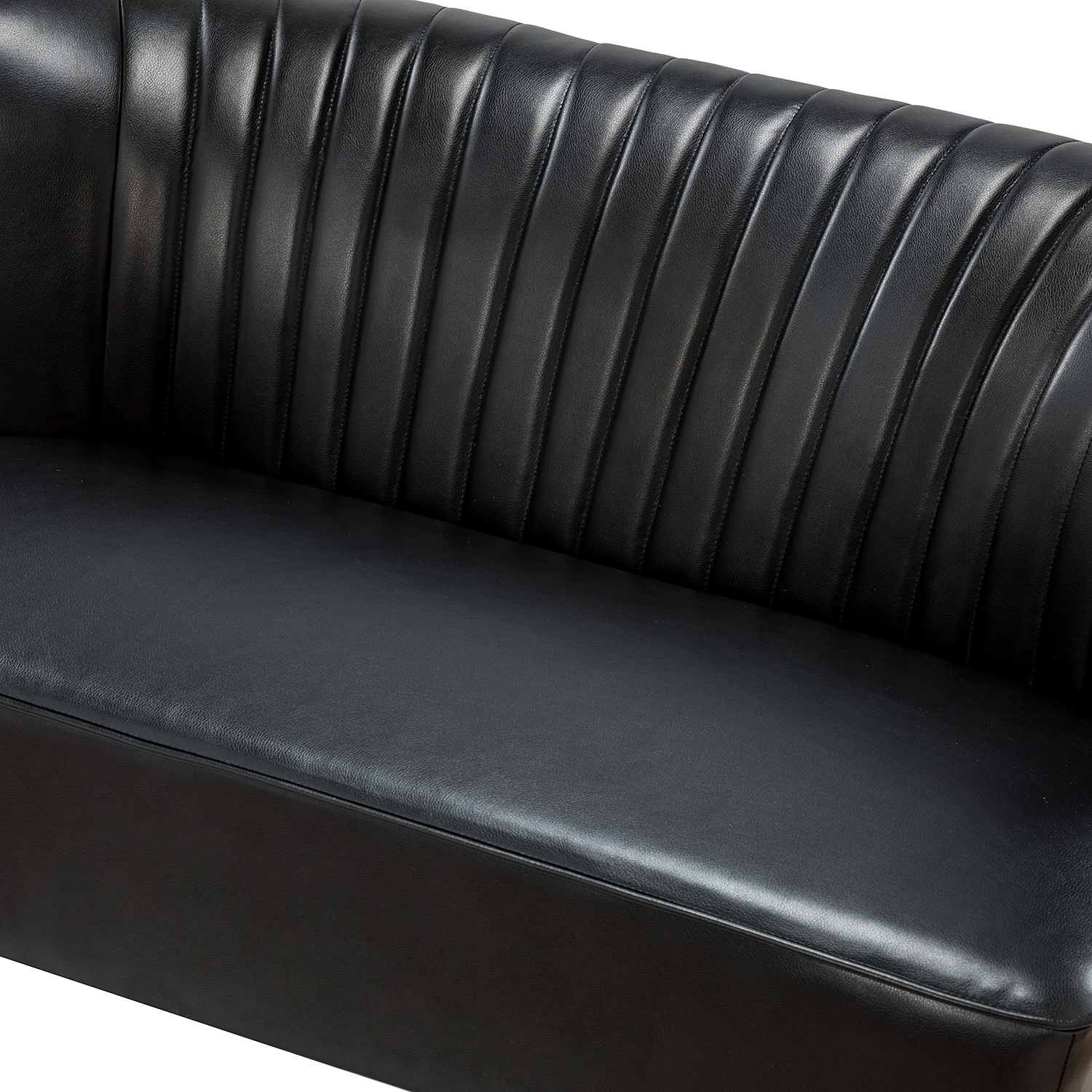 Monica Black Faux Leather Tufted Metal Leg Loveseat 5 Monica Black Faux Leather Tufted Metal Leg Loveseat - Image 5
