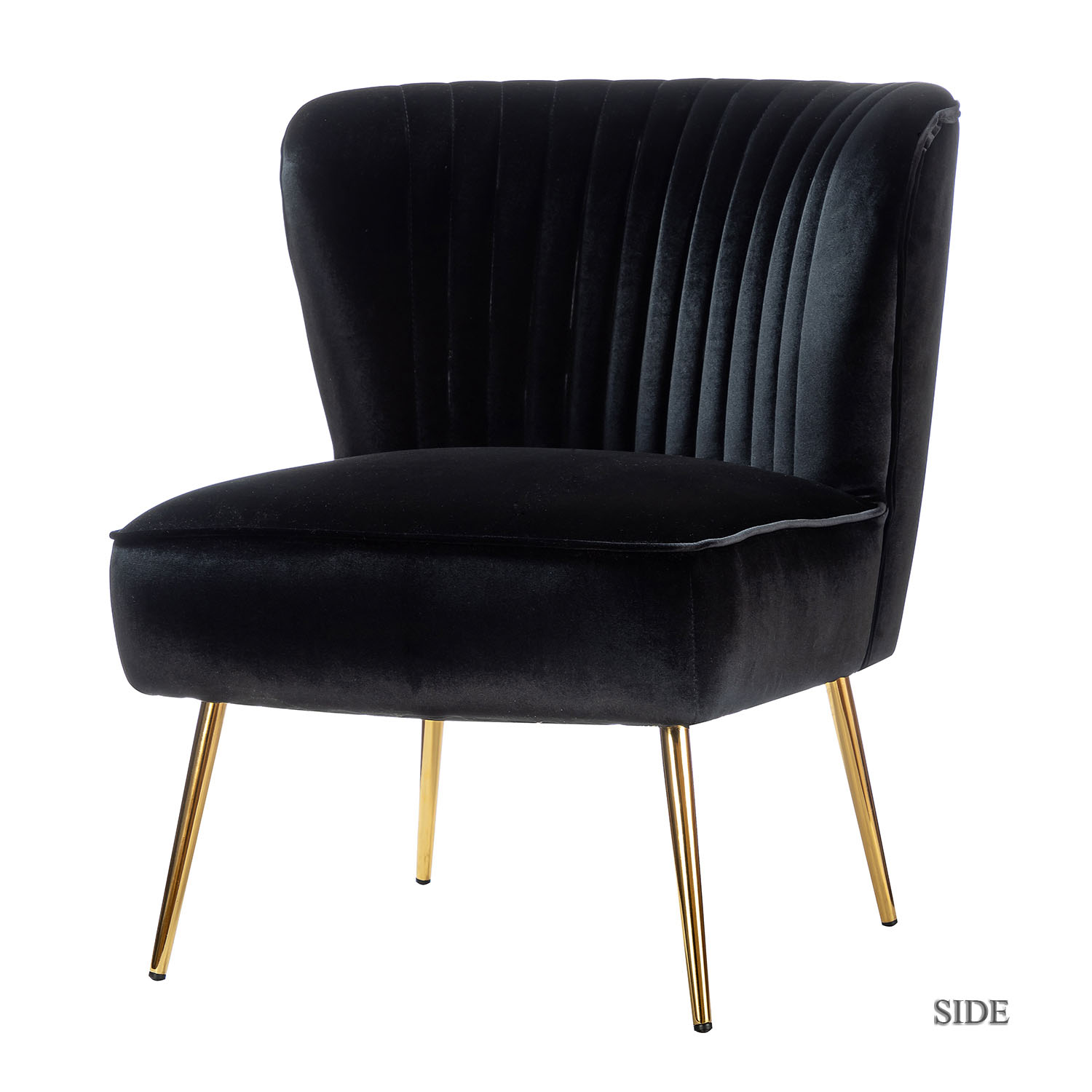 Monica Black Velvet Channel Tufted Armless Accent Chair