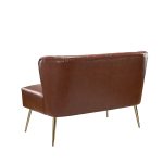 Monica Brown Faux Leather Tufted Metal Leg Loveseat 8 Monica Brown Faux Leather Tufted Metal Leg Loveseat