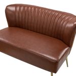 Monica Brown Faux Leather Tufted Metal Leg Loveseat 10 Monica Brown Faux Leather Tufted Metal Leg Loveseat