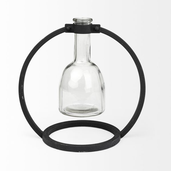 Monica I Short Black Metal Glass Bottle Vase 4