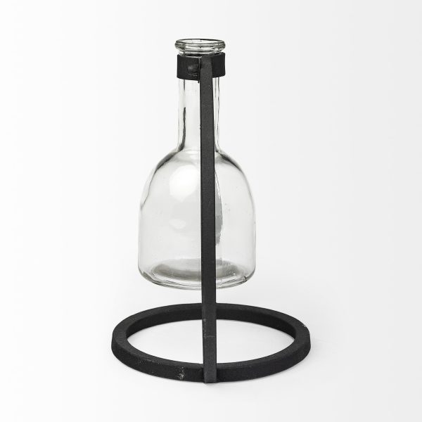 Monica I Short Black Metal Glass Bottle Vase 5