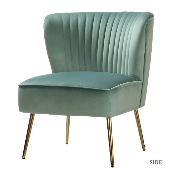 Monica Sage Velvet Channel Tufted Armless Accent Side Chair
