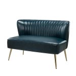 Monica Turquoise Faux Leather Tufted Armless Wingback Loveseat 7 Monica Turquoise Faux Leather Tufted Armless Wingback Loveseat