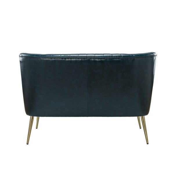 Monica Turquoise Faux Leather Tufted Armless Wingback Loveseat 3