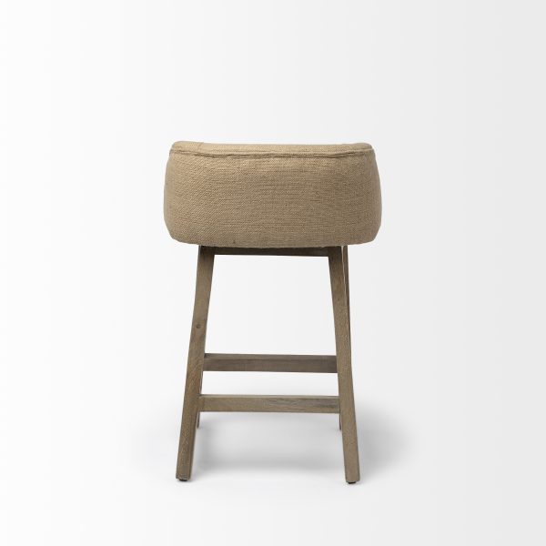Monmouth 24.25 Seat Height CreamBeige Fabric Seat Brown Wood Frame Counter Stool 4