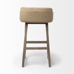 Monmouth 30.5" Seat Height Cream/Beige Fabric Seat Brown Wood Frame Bar Stool