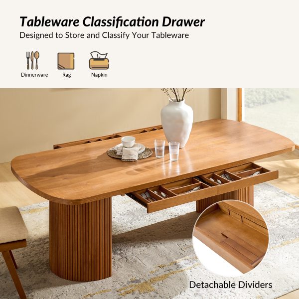 Monroe Acorn Mid Century Modern Dining Table with Storage Drawer 4