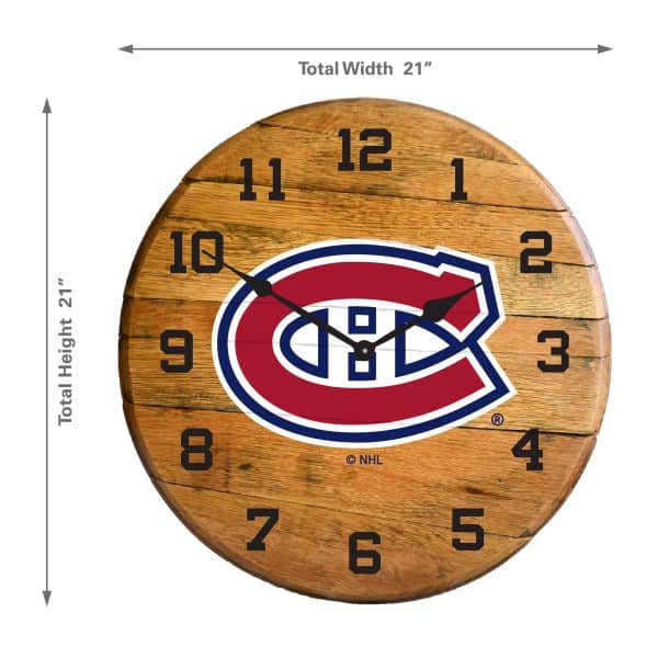 Montreal Canadiens Oak Barrel Clock 2