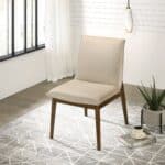 Beige Velvet Mid-Century Modern Dining Chair (Set of 2) 8 Beige Velvet Mid-Century Modern Dining Chair (Set of 2)